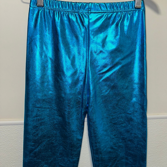 Girls Kids Electric Blue Metallic Leggings Size XXL NEW NWOT - Picture 2 of 7